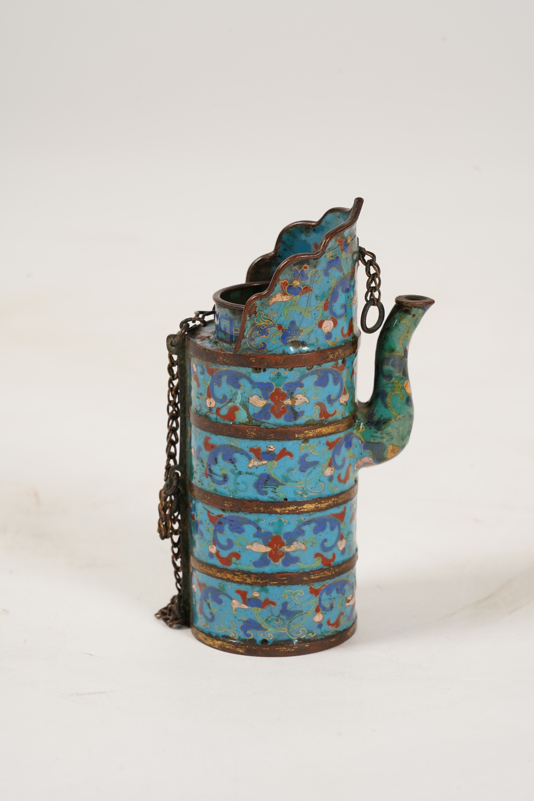 A Chinese Guangzhou enamel Tibetan style miniature ewer, 18th/19th century
